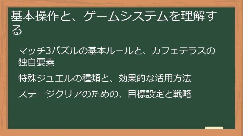 基本操作と、ゲームシステムを理解する