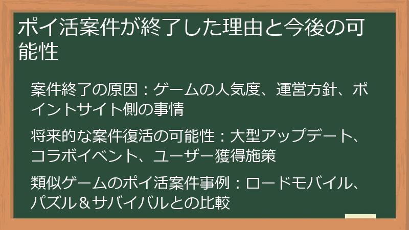 ポイ活案件が終了した理由と今後の可能性