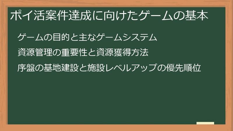 ポイ活案件達成に向けたゲームの基本