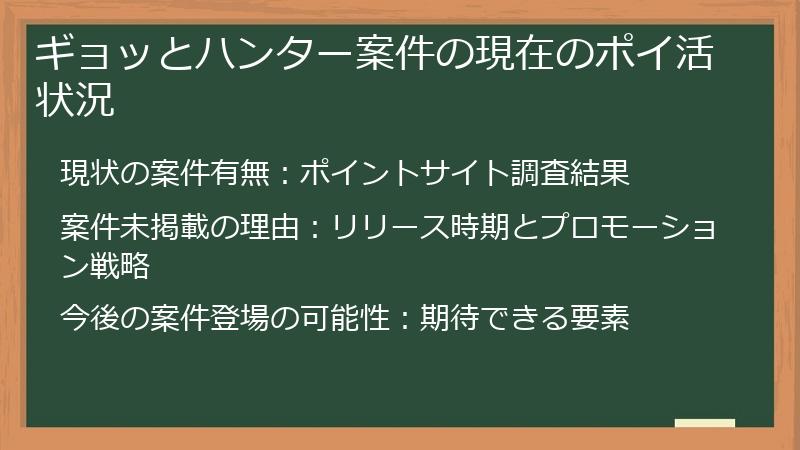 ギョッとハンター案件の現在のポイ活状況