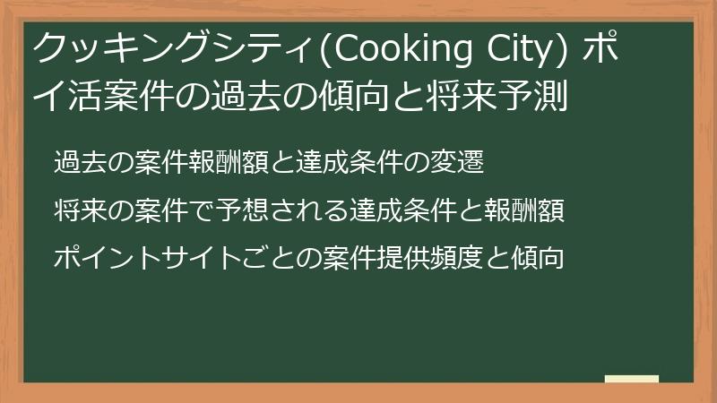クッキングシティ(Cooking City) ポイ活案件の過去の傾向と将来予測