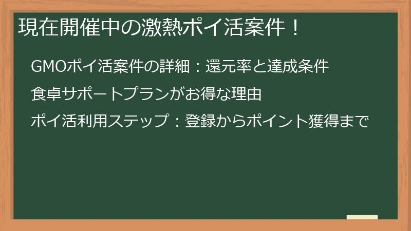 現在開催中の激熱ポイ活案件！