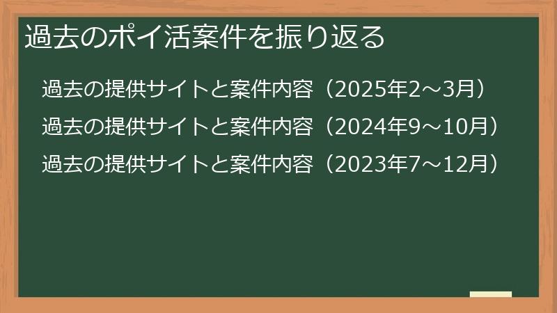 過去のポイ活案件を振り返る