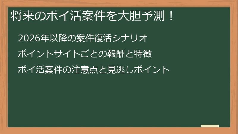 将来のポイ活案件を大胆予測！