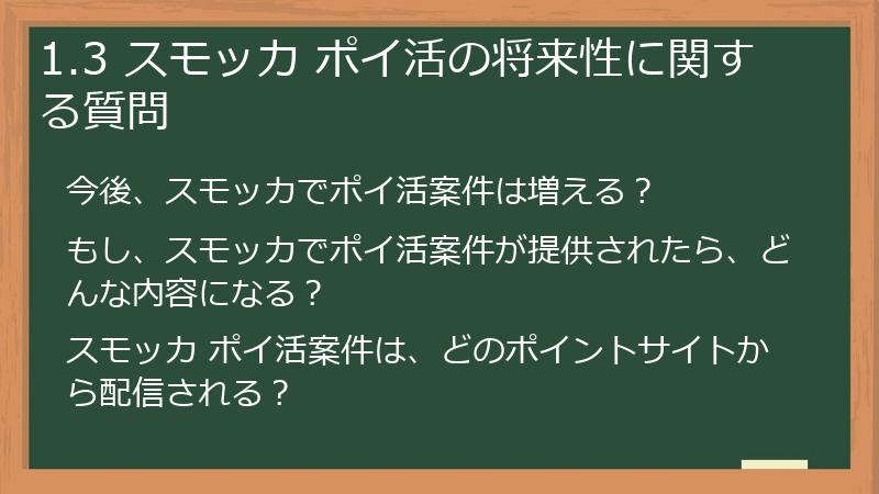 1.3 スモッカ ポイ活の将来性に関する質問