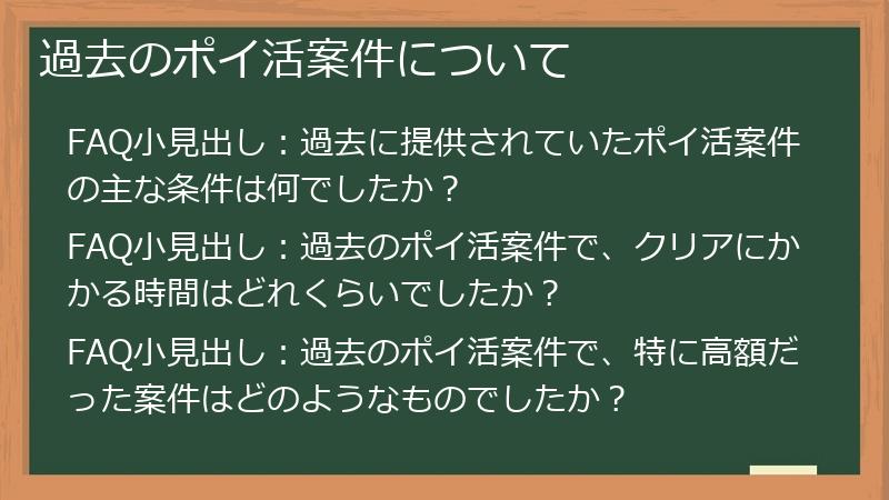 過去のポイ活案件について