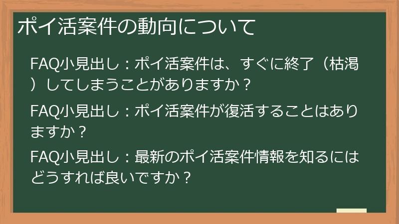 ポイ活案件の動向について