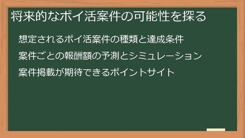 将来的なポイ活案件の可能性を探る