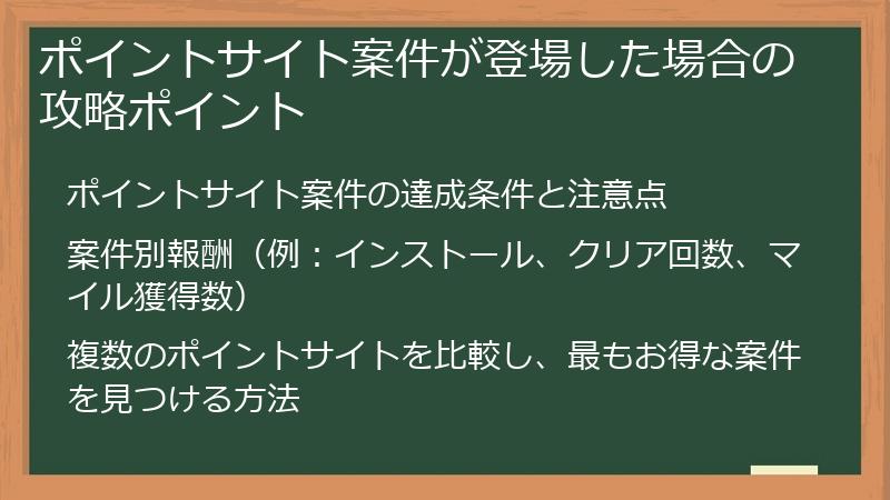 ポイントサイト案件が登場した場合の攻略ポイント