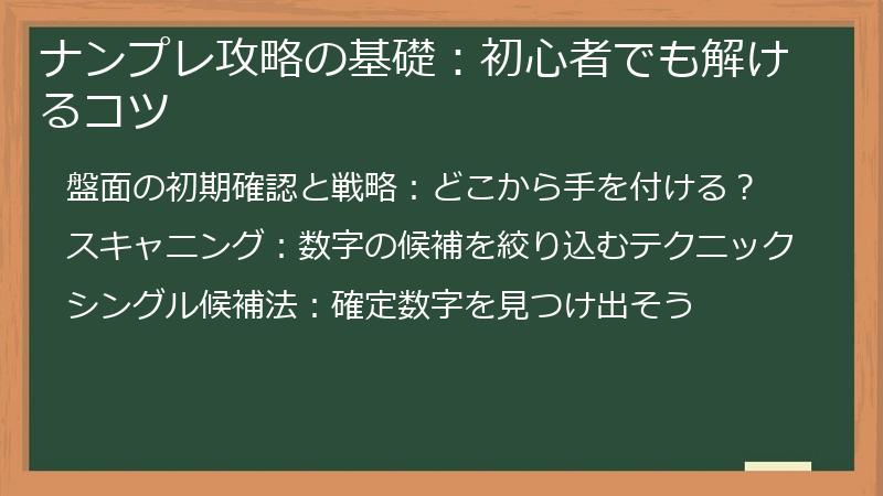 ナンプレ攻略の基礎：初心者でも解けるコツ
