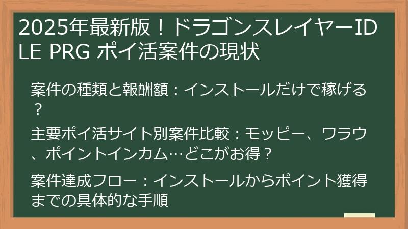 2025年最新版!ドラゴンスレイヤーIDLE PRG ポイ活案件の現状