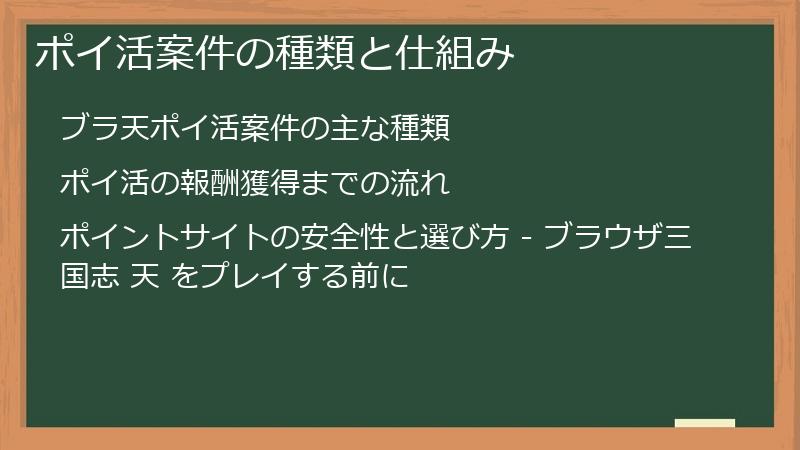 ポイ活案件の種類と仕組み