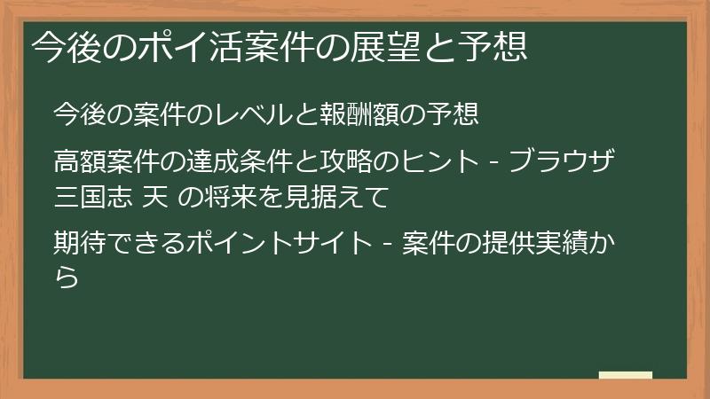今後のポイ活案件の展望と予想