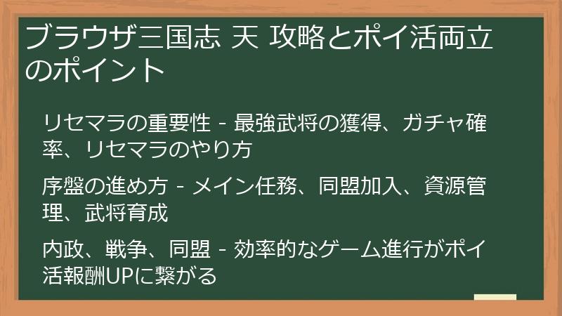 ブラウザ三国志 天 攻略とポイ活両立のポイント