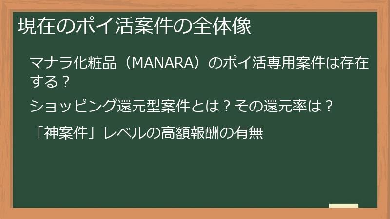 現在のポイ活案件の全体像