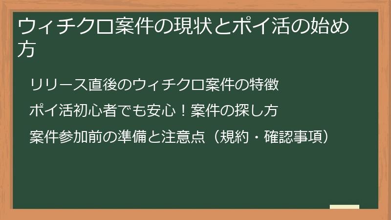 ウィチクロ案件の現状とポイ活の始め方