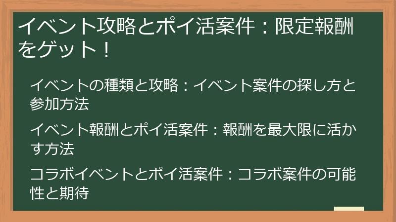 イベント攻略とポイ活案件:限定報酬をゲット!