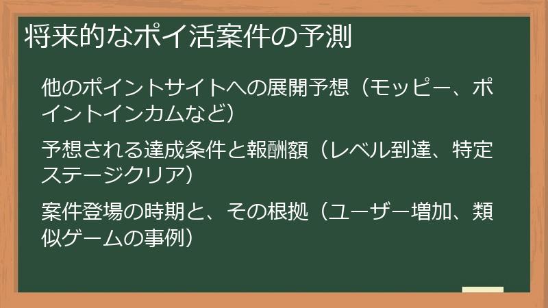 将来的なポイ活案件の予測