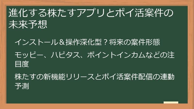 進化する株たすアプリとポイ活案件の未来予想