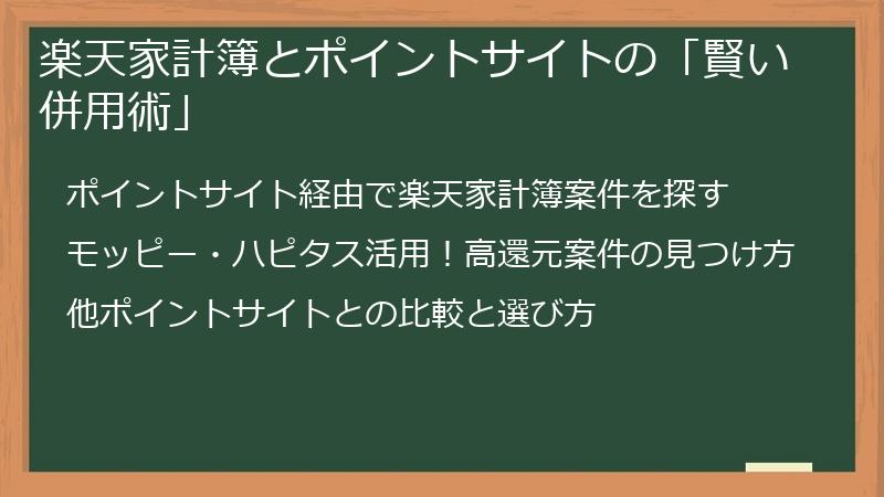 楽天家計簿とポイントサイトの「賢い併用術」