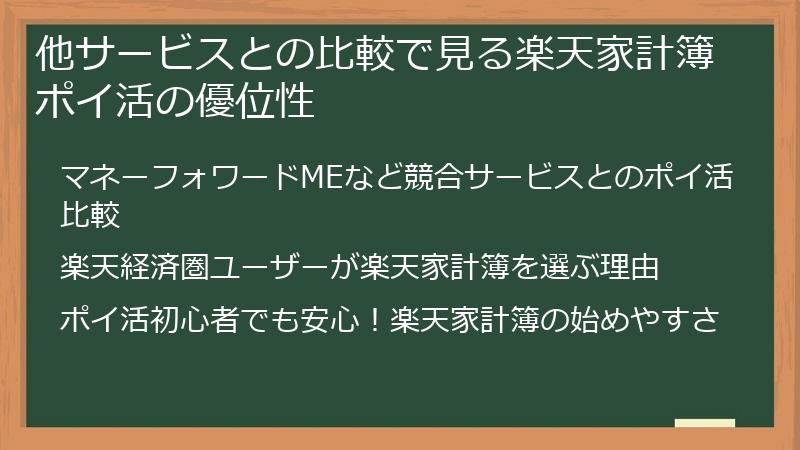 他サービスとの比較で見る楽天家計簿ポイ活の優位性
