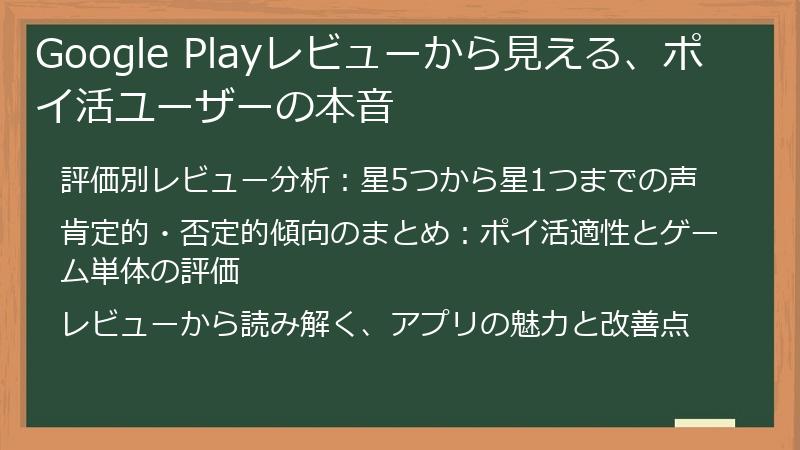 Google Playレビューから見える、ポイ活ユーザーの本音