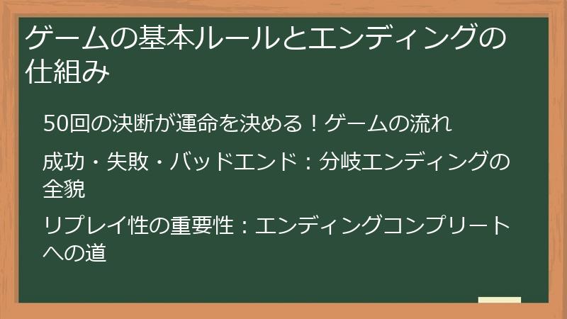 ゲームの基本ルールとエンディングの仕組み