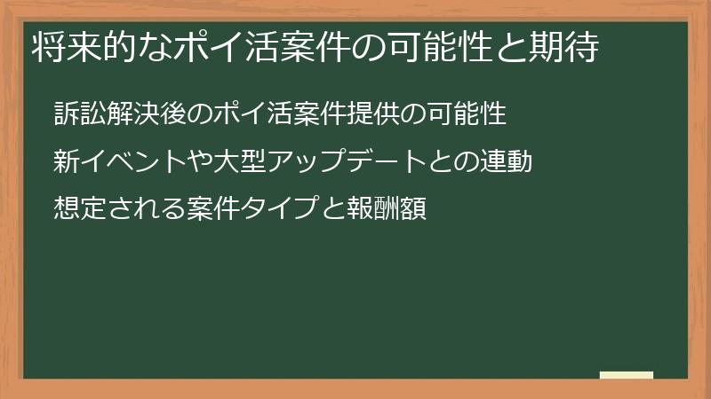 将来的なポイ活案件の可能性と期待