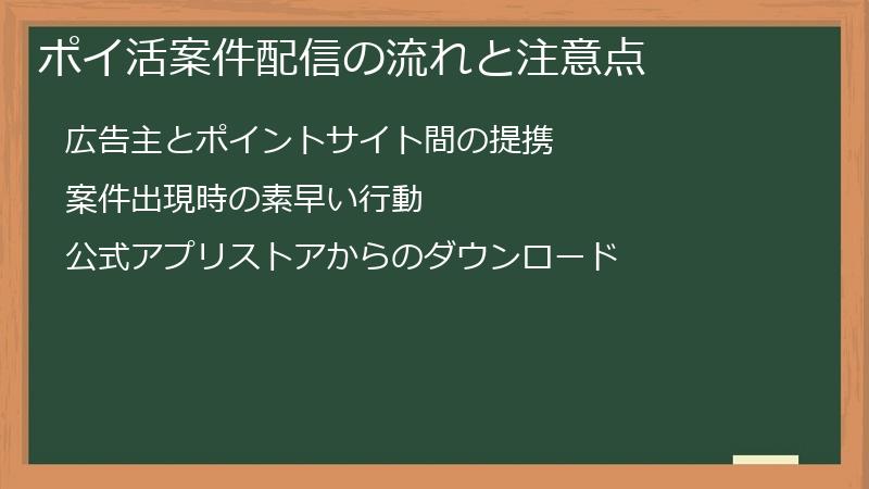 ポイ活案件配信の流れと注意点