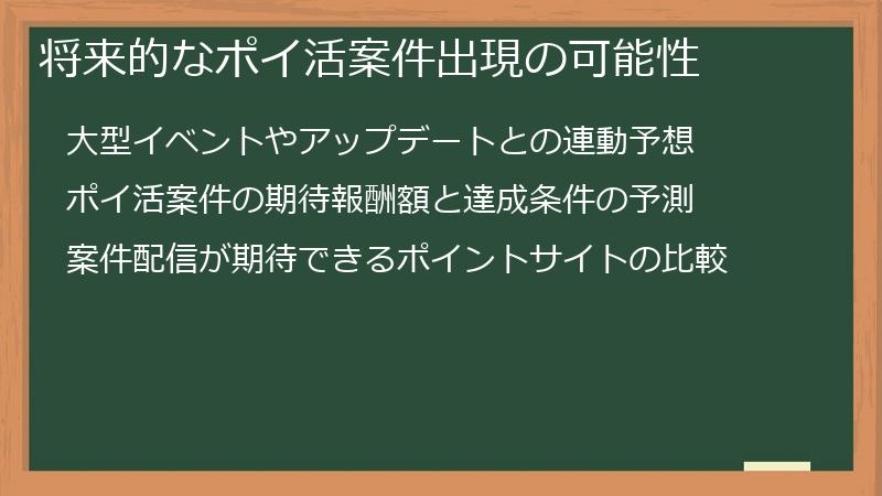将来的なポイ活案件出現の可能性