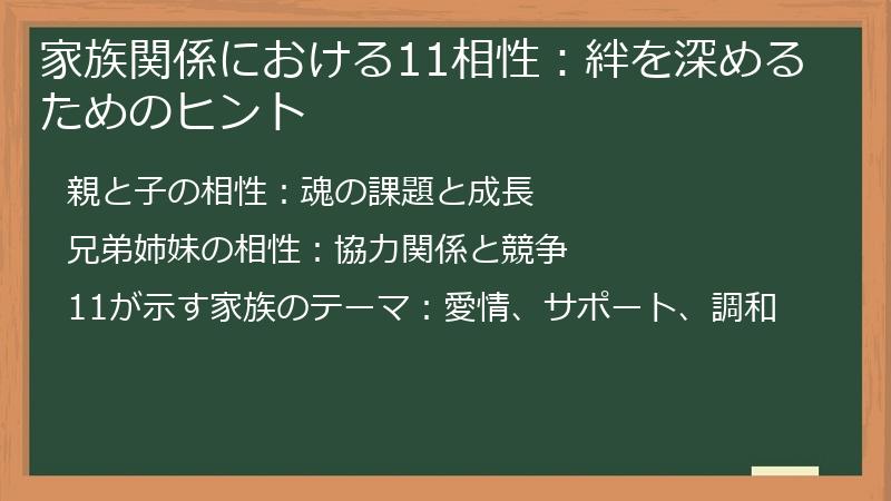 家族関係における11相性：絆を深めるためのヒント