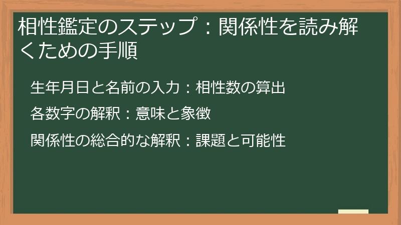 相性鑑定のステップ：関係性を読み解くための手順