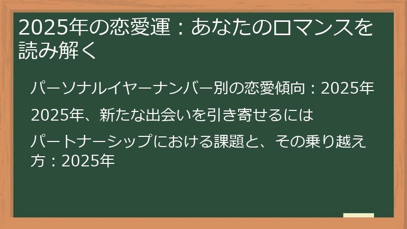 2025年の恋愛運：あなたのロマンスを読み解く