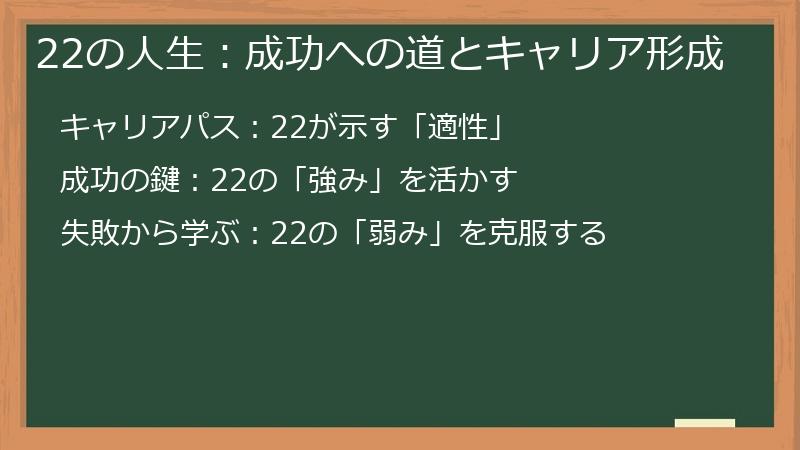 22の人生：成功への道とキャリア形成