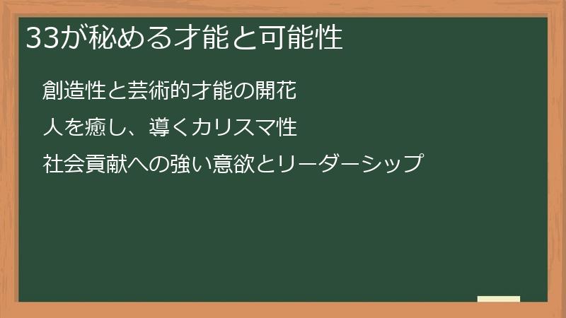 33が秘める才能と可能性