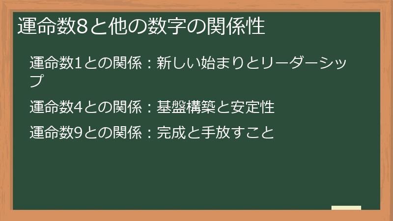 運命数8と他の数字の関係性
