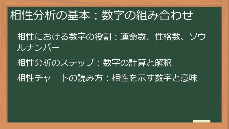 相性分析の基本：数字の組み合わせ