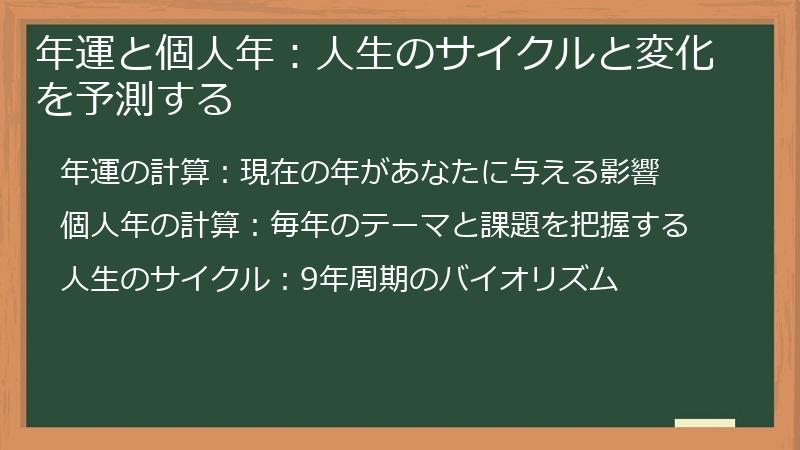 年運と個人年：人生のサイクルと変化を予測する