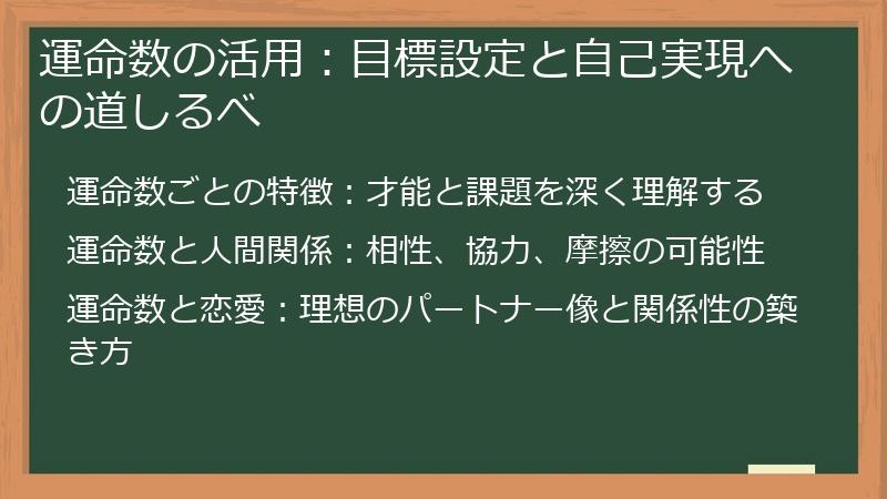 運命数の活用：目標設定と自己実現への道しるべ
