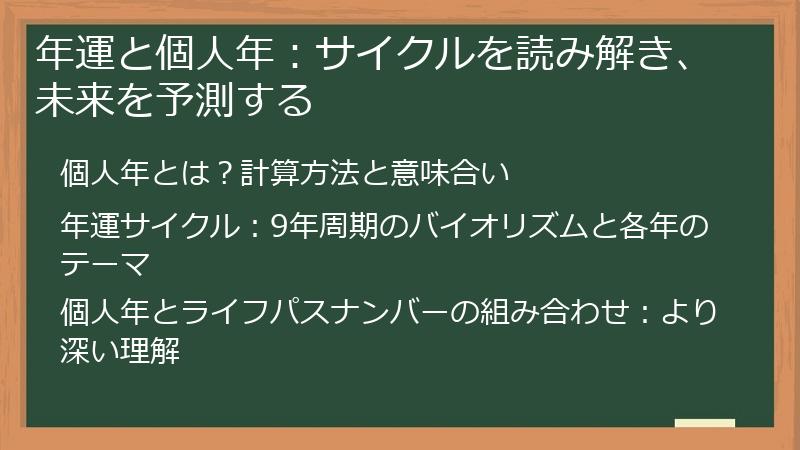 年運と個人年:サイクルを読み解き、未来を予測する