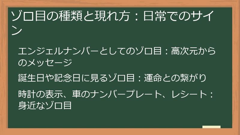 ゾロ目の種類と現れ方：日常でのサイン