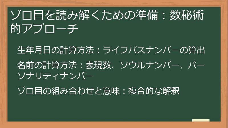 ゾロ目を読み解くための準備：数秘術的アプローチ