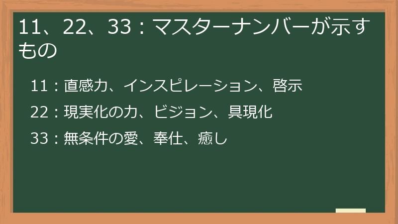 11、22、33：マスターナンバーが示すもの
