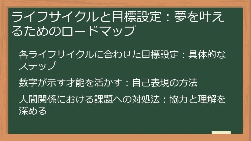 ライフサイクルと目標設定:夢を叶えるためのロードマップ