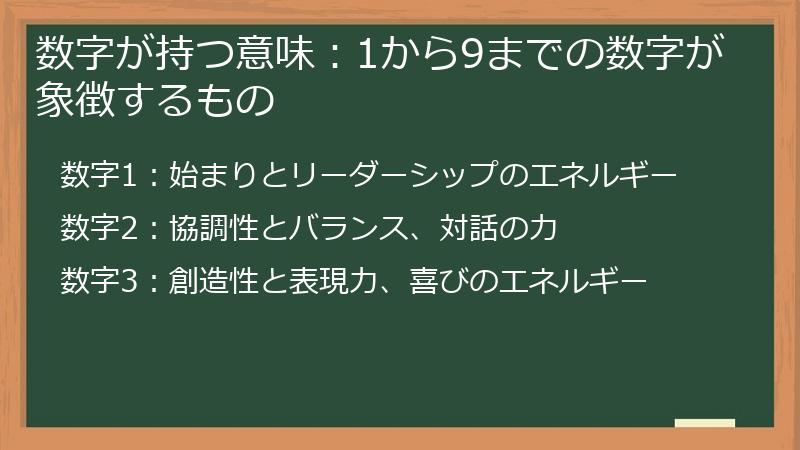 数字が持つ意味：1から9までの数字が象徴するもの