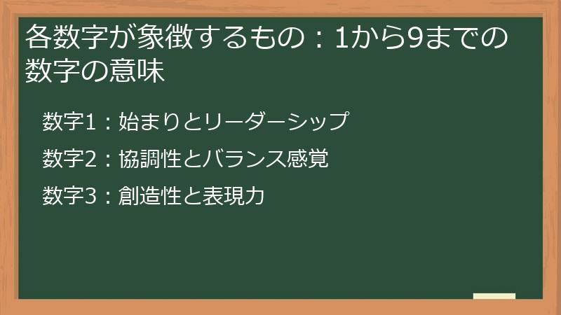 各数字が象徴するもの：1から9までの数字の意味