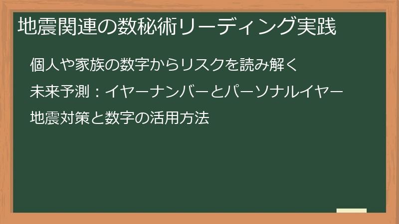 地震関連の数秘術リーディング実践