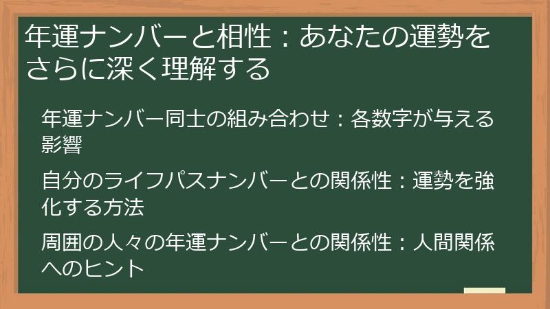 年運ナンバーと相性：あなたの運勢をさらに深く理解する