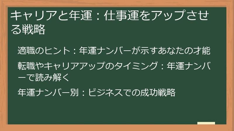 キャリアと年運：仕事運をアップさせる戦略
