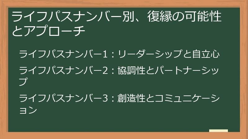 ライフパスナンバー別、復縁の可能性とアプローチ